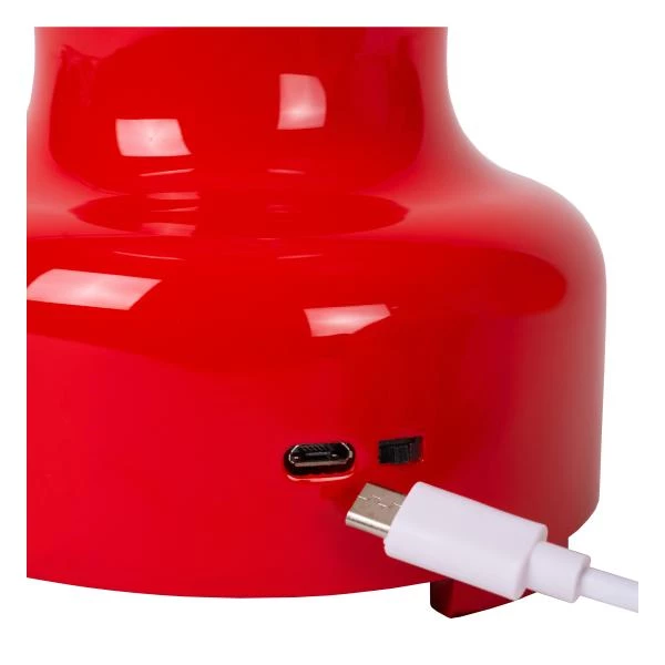 Lucide JASON - Oplaadbare Tafellamp - Accu/Batterij - Ø 12 cm - LED 3 StepDim - 1x2W 3000K - Rood - detail 4